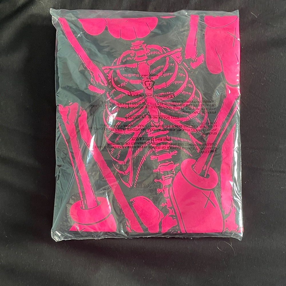 KAWS Pink and Black Graphic Tee